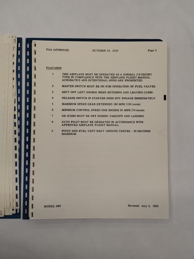 Aero Commander Model 680 Flight Manual-Original