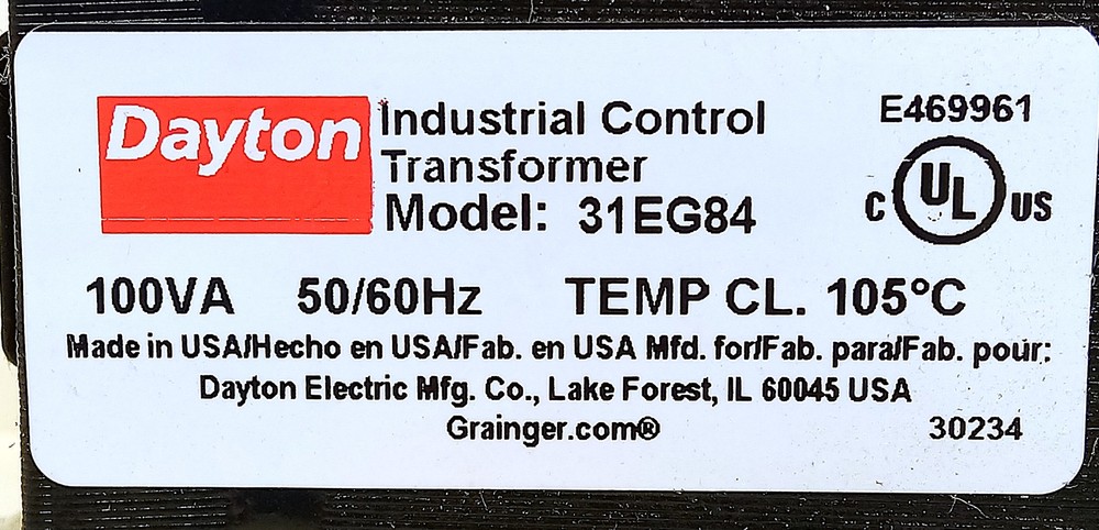 Dayton 31EG84 Industrial Control Transformer