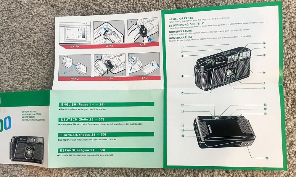 Fuji DL-200 Compact Camera Owner's Manual 63 Pages