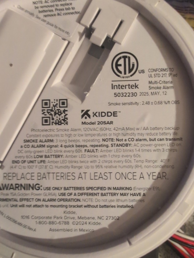 KIDDE 20SAR Smoke Alarm Hardwired Interconnected w Backup & LED 4Pack