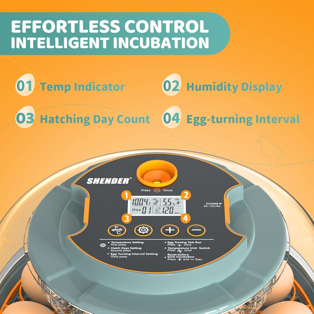 Egg Incubators for Hatching Eggs, Egg Incubator with Automatic Egg Turning and H