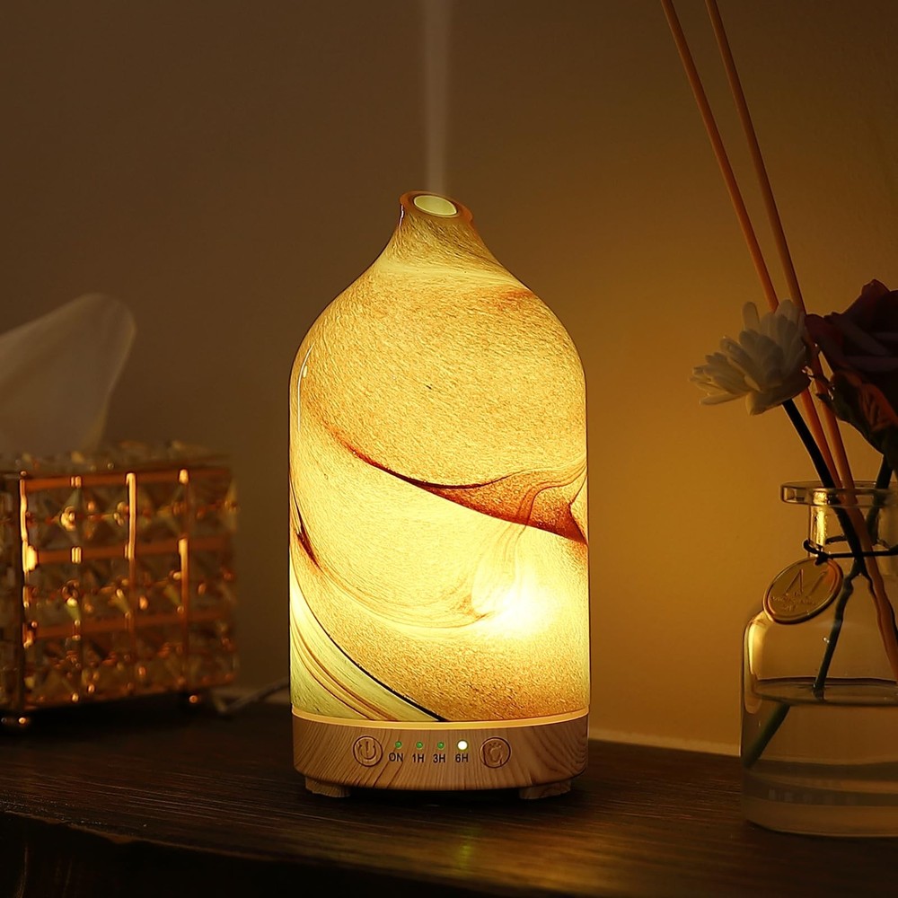 Essential Oil Diffuser Hand Blown Glass Aromatherapy - Brown Rock
