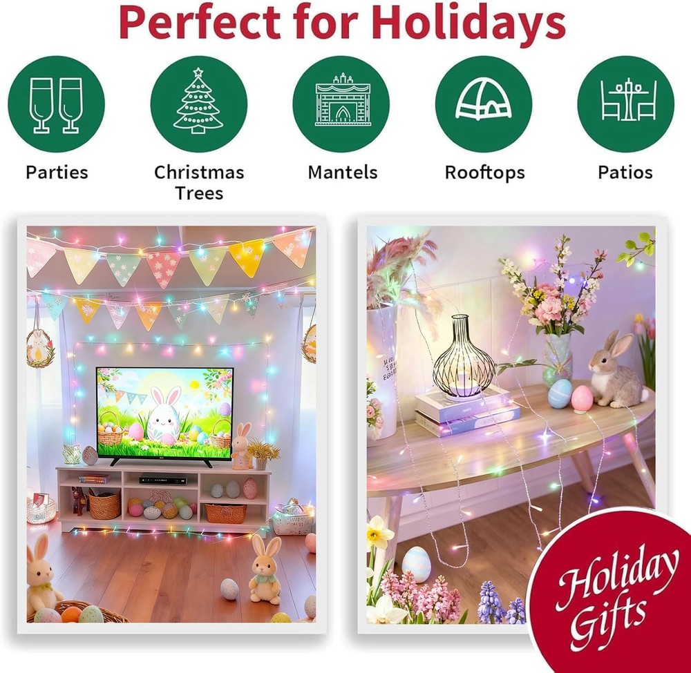 165ft Pastel Easter Lights String, Christmas Mini Light,500 LED with 16 Light...