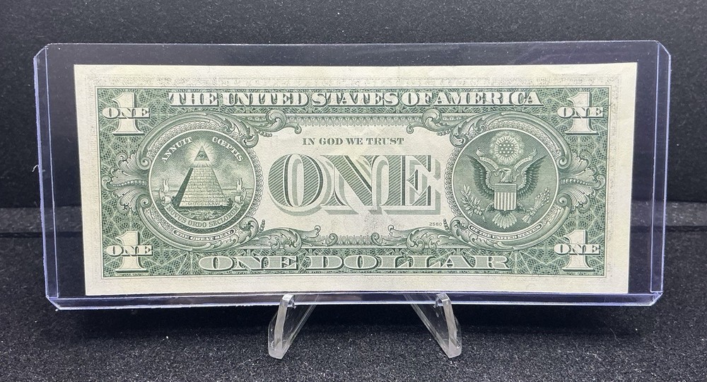 1977 $1 One Dollar Bill Note Offset Printing Error Back To Front Z253