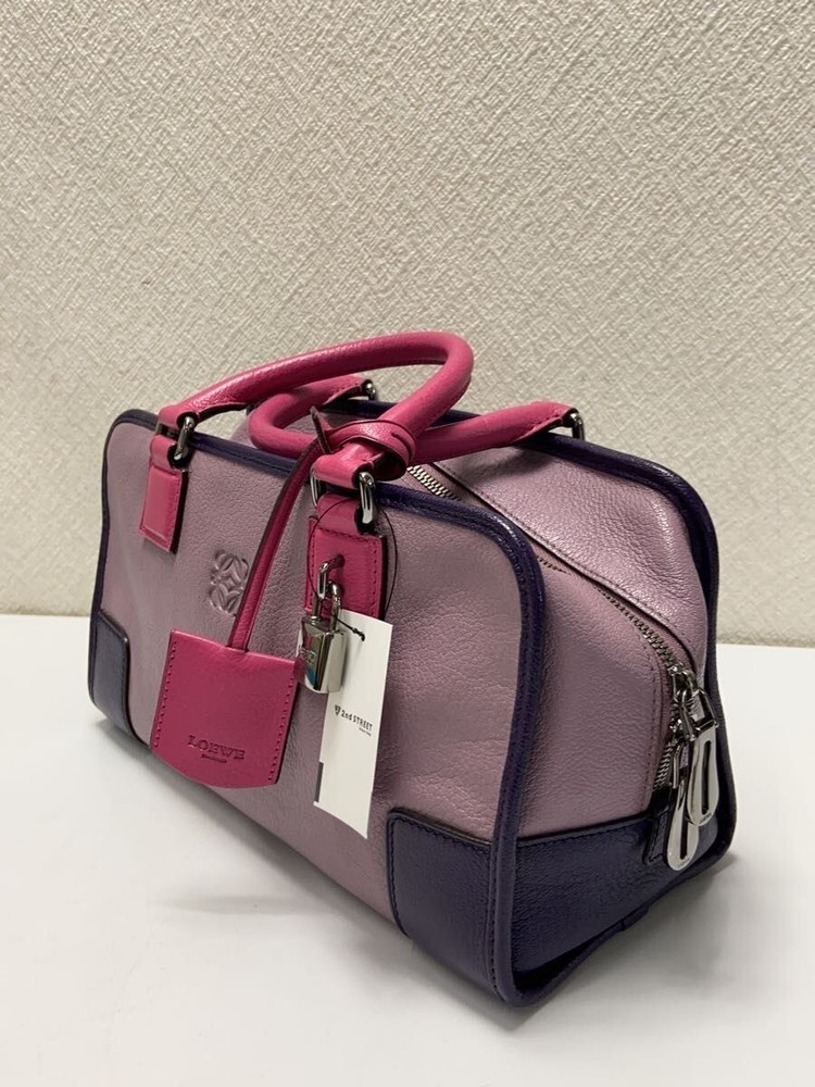 LOEWE handbag leather Pink Used