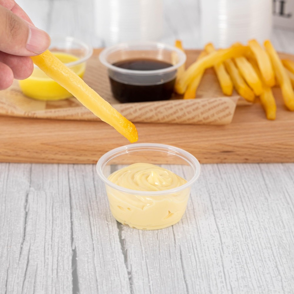 200Pack 2oz Disposable Plastic Portion Cups with Lids, Small Mini Sauce Cups ...