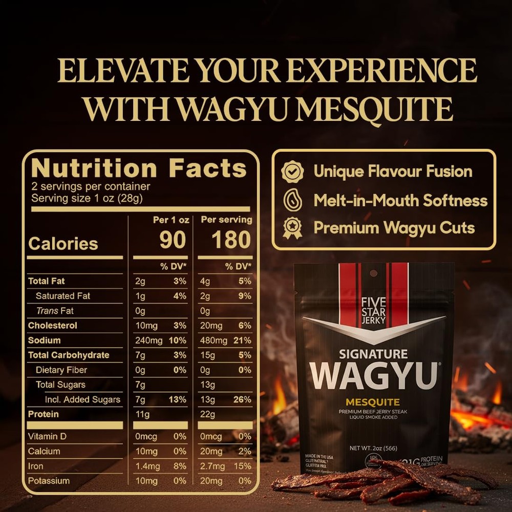 Five Star Wagyu Beef Jerky – Tender Mesquite 2-Pack (4oz)