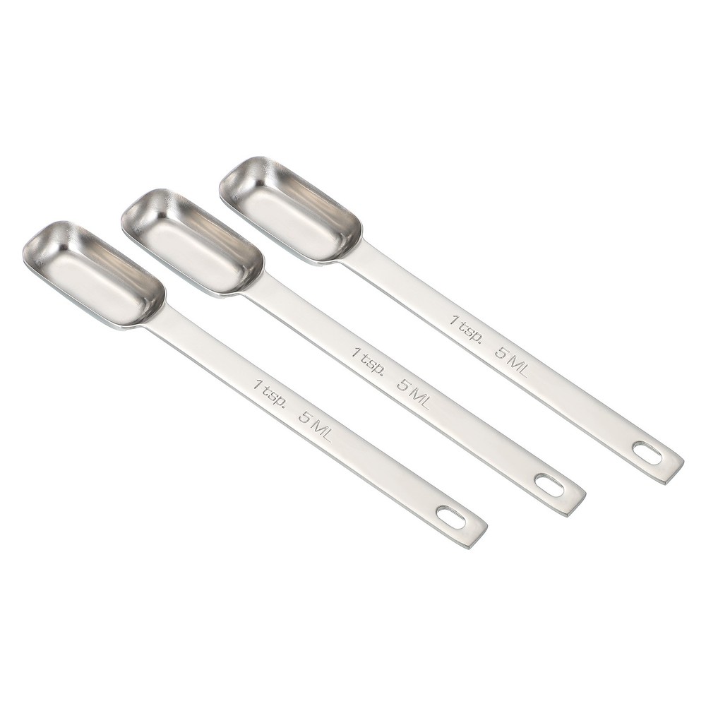 3pcs (1tsp|1/3tbsp|5ml|1/6oz)Stainless Single Measuring Spoon, Silver