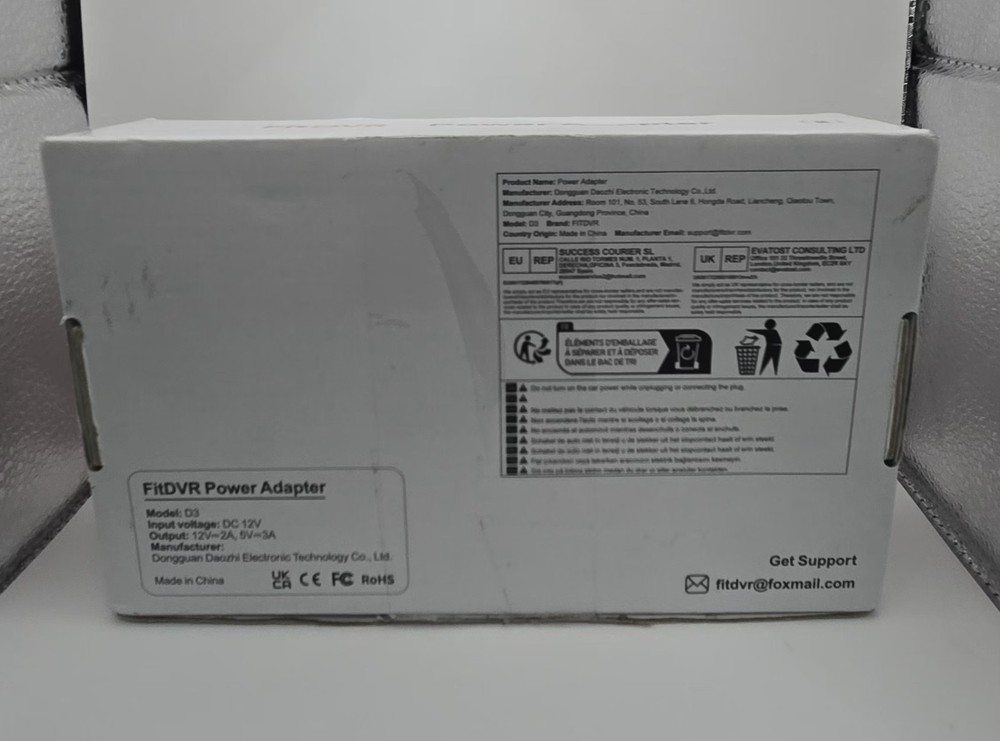 FitDVR D3 Dash Cam Power Adapter Plug and Play 12VDC Input *Missing Manual*