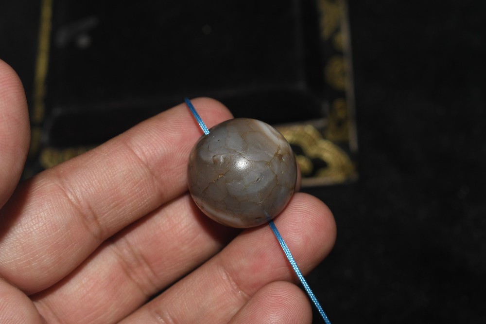 Large Ancient Round Bactrian Banded Agate Stone Bead over 3000 Years Old