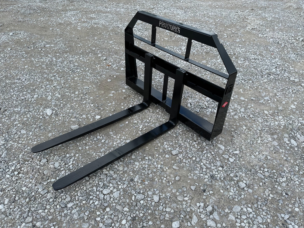 48" Root Rake Clam Grapple and 42" Long Pallet Forks Attachment ComboQuickAttach