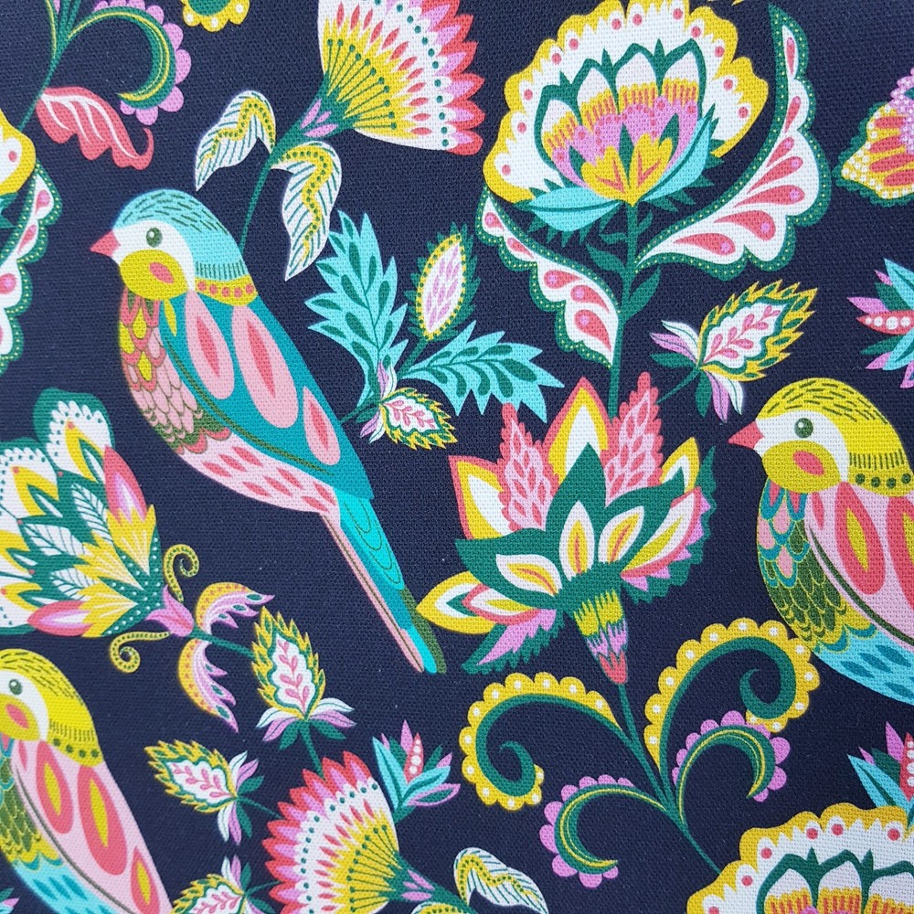 Peg Bag Handmade Black Multi-Colour Bird Flower Lined Laundry Clothes Peg Holder