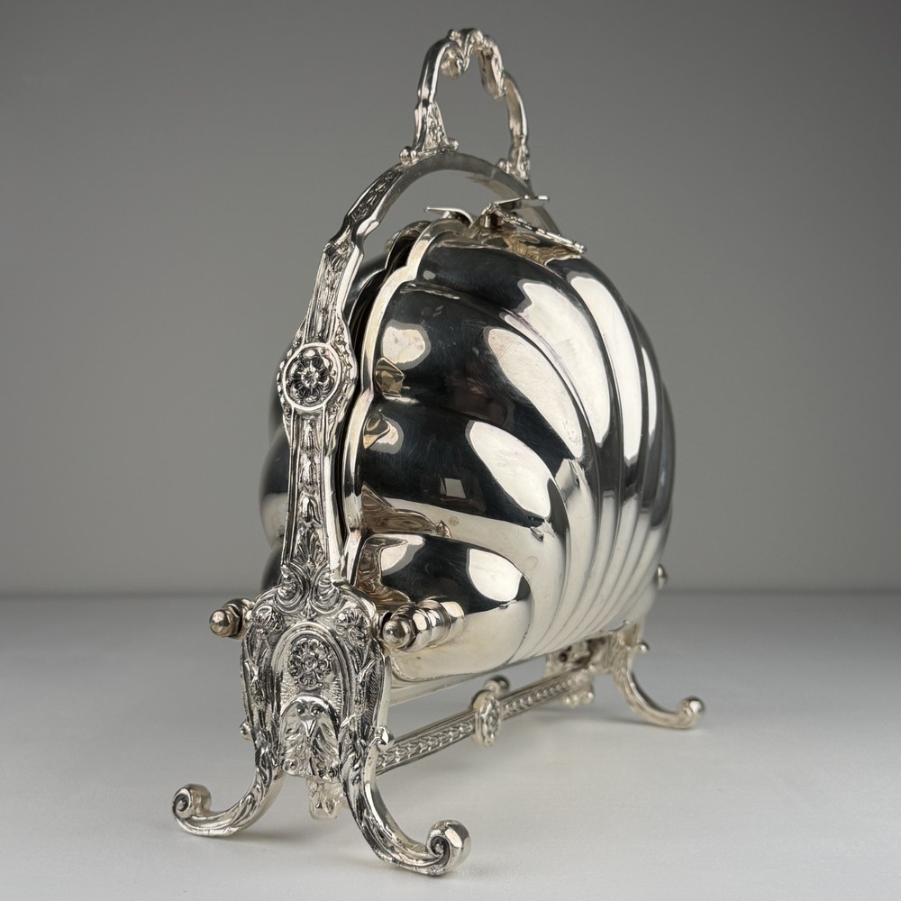 Victorian Silver Plated Shell Folding Biscuit Bun Warmer FB Rogers Silver Co 515