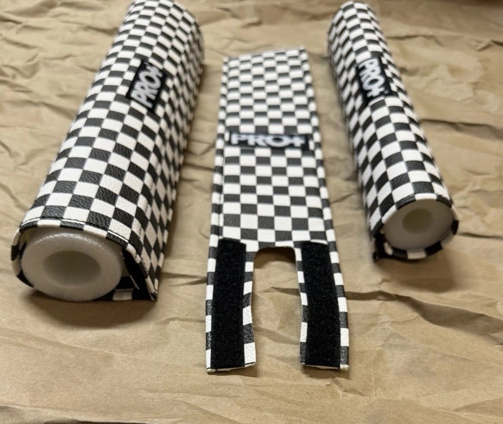 BMX Handlebar, Frame & Stem Pads Checkered Black/White (3 Piece Set)