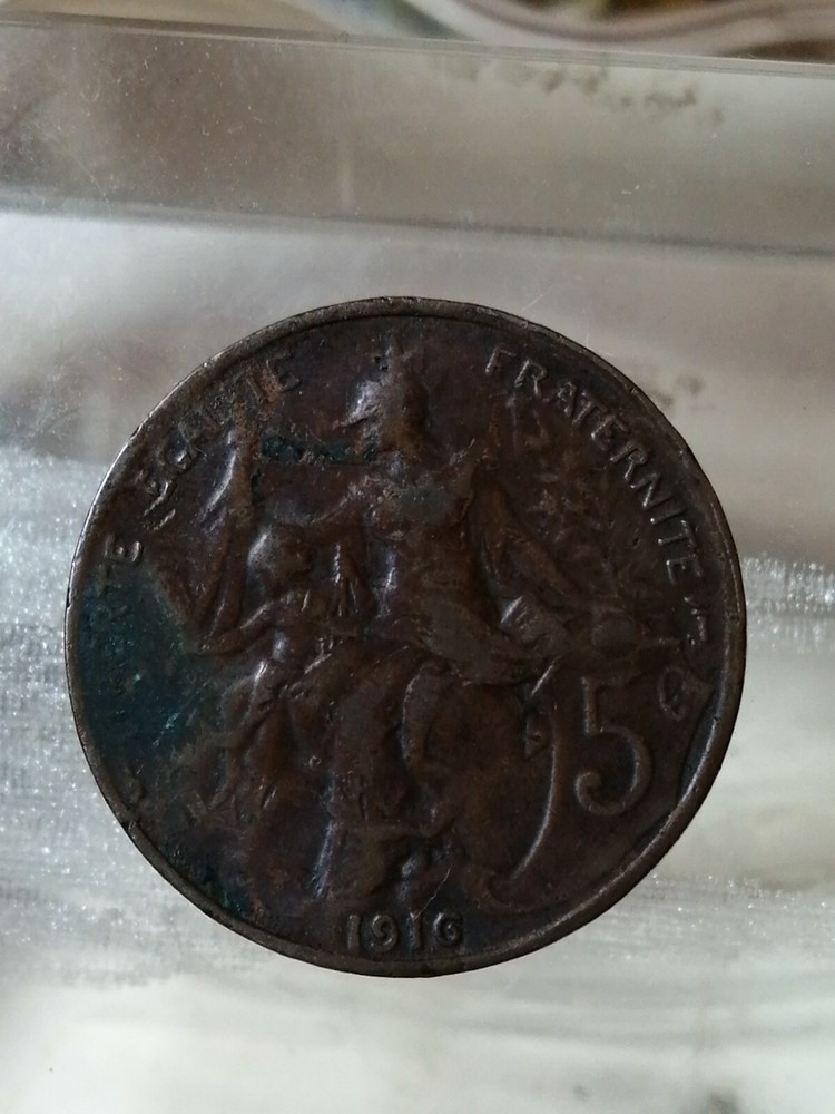 FRENCH REPUBLIC 5 CENTIMES 1916 DUPUIS BRONZE