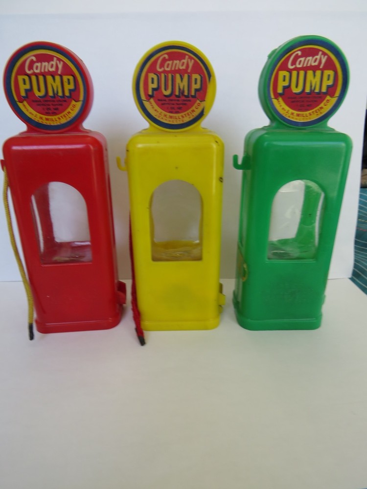 Vintage Antique Candy Containers, "Three, 1950s Candy Pumps"