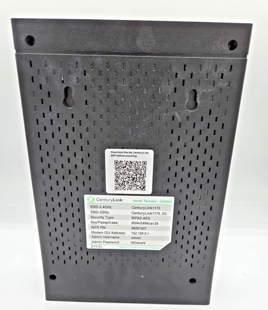 UNTESTED ZyXEL CenturyLink C3000Z Wireless Modem