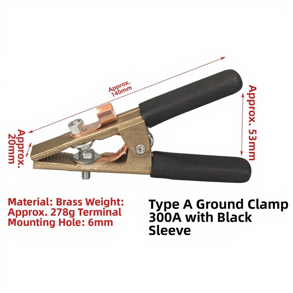 300A Earth Cable Clamp A Shape Brass with Protective Handle for Safe Operation