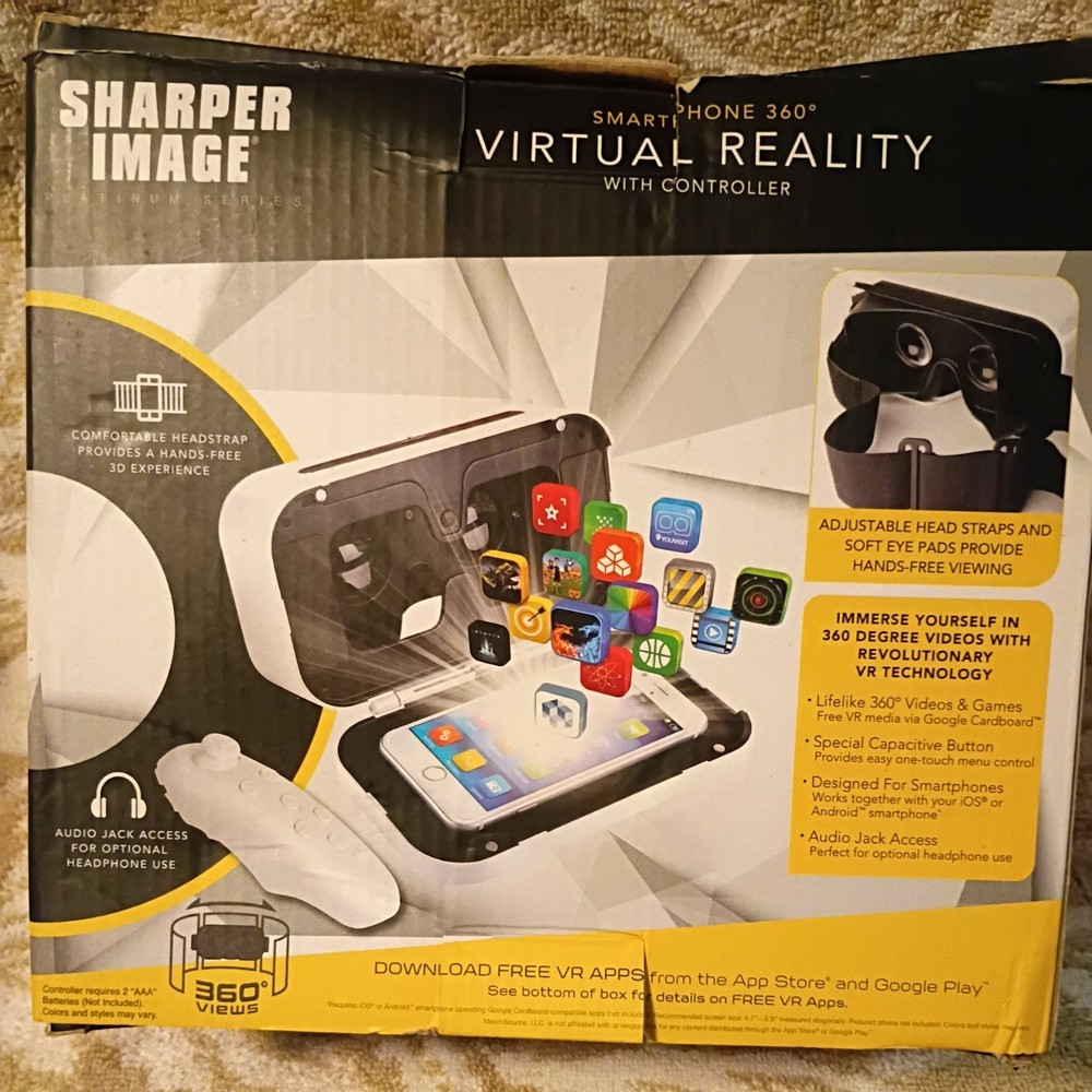 Sharper Image Smartphone 360 Virtual Reality Headset (with Earbuds & Controller)