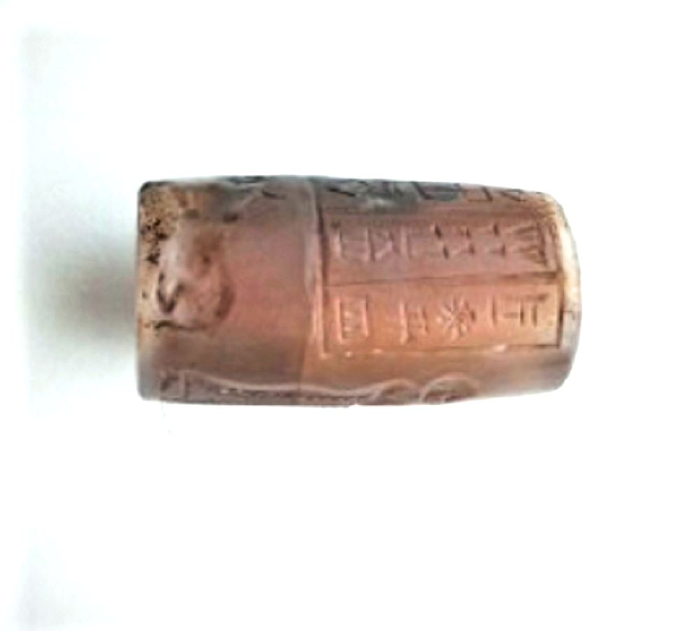 Ancient Carved Agate Cylinder Seal w Script 36 mm