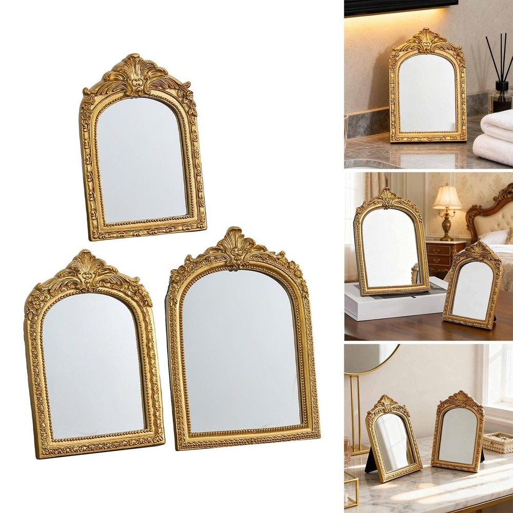 Vintage Vanity Mirror Tabletop Decorative Resin Frame