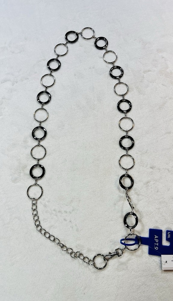 Apt 9 Dark Gray And Silver Adjustable Belt Size L/XL NWT