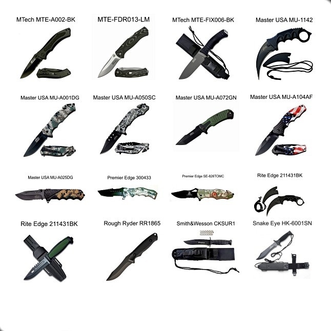 NIB 458 Fixed & Folding Knives Machetes Axe MTech, TAC-FORCE, Survivor, Defender