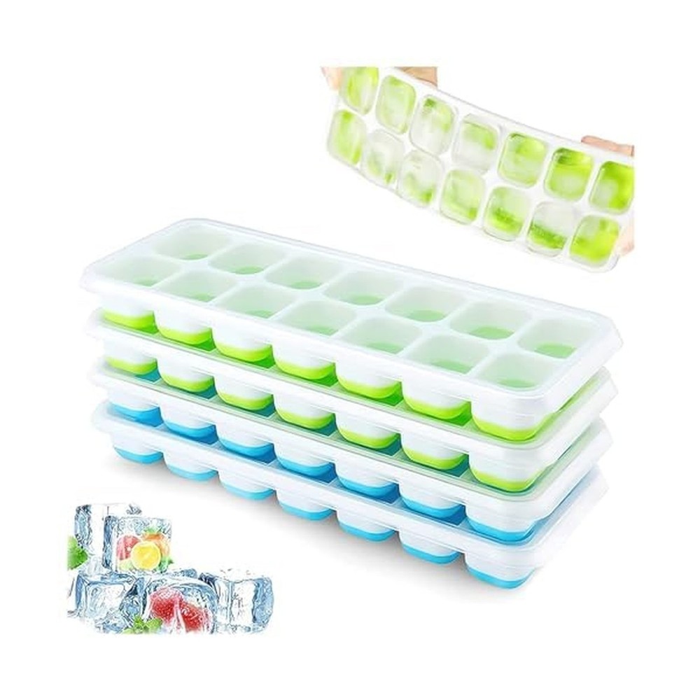 Ice Cube Trays 4 Pack, Airabc Silicone with Removable Lid, Easy-Release Flexi...