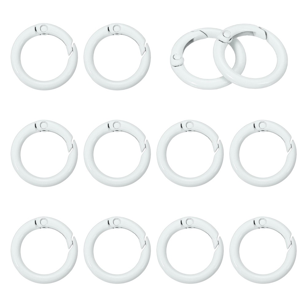 1" Spring O Rings, Spring Snap Keyring for Handbag, 12 Pack White