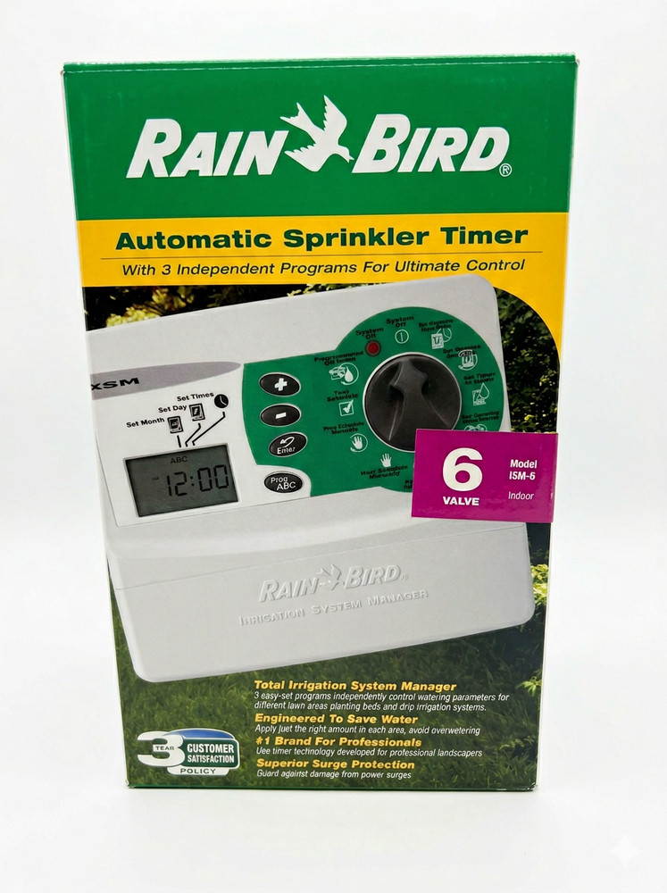 RAIN BIRD ISM-6 Indoor Automatic Sprinkler Timer 6 Valve 3 Programs Model