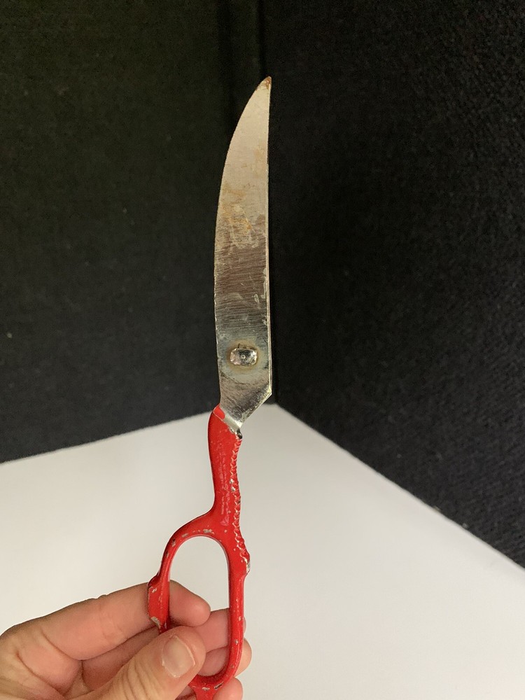 VINTAGE SCISSORS SAMMANN Working Condition Red Handle Metal Dull , Old