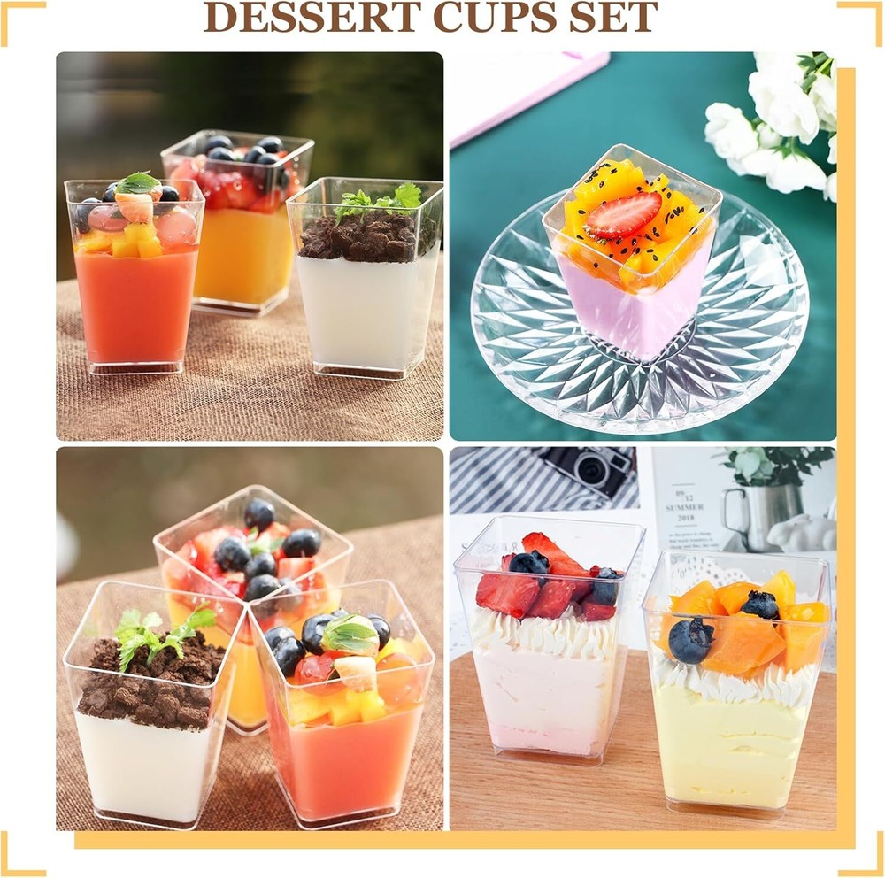 300 Pack Dessert Cups, 5 oz Party Mini Clear Plastic Dessert Cups