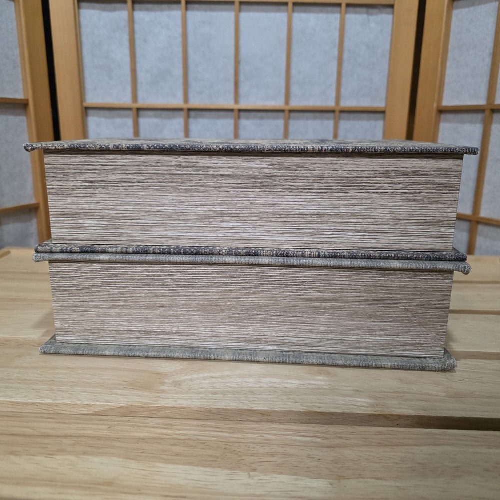 Faux Book Box Set Secret Storage Stash Keepsake Boxes Persian Pattern Distressed