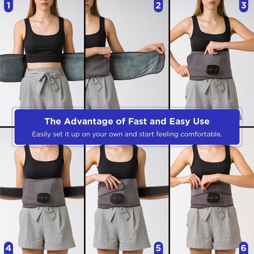 Heated Belt Wrap - Cordless Heating Pad for Back Massager with Grey