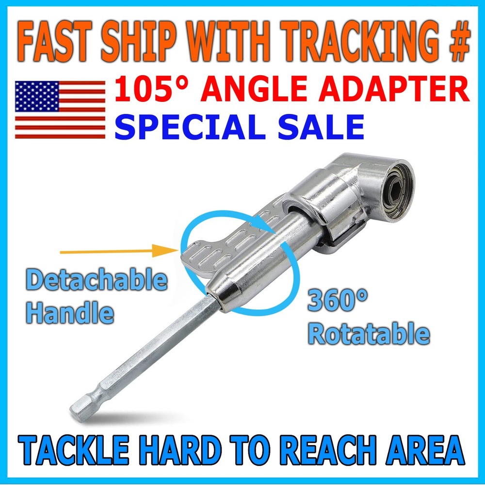 Long 105 Degree Right Angle Drill Socket Adapter Flexible Shaft Extension Bit