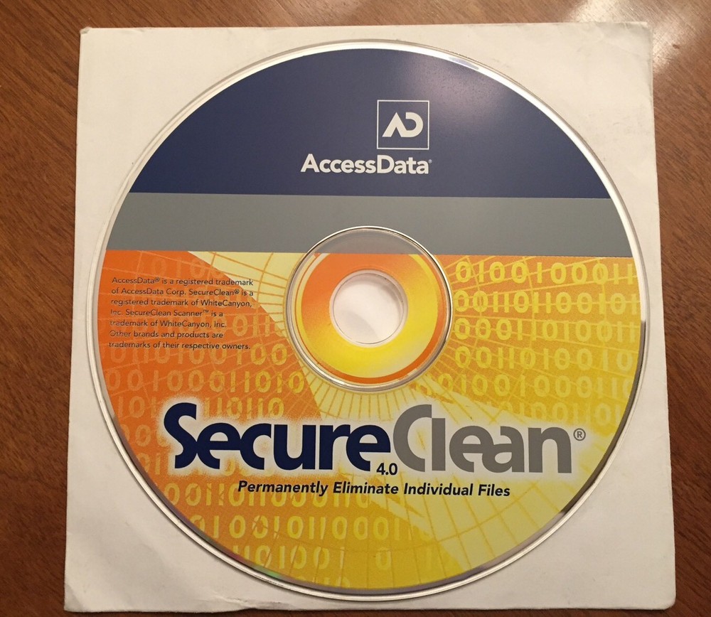 Access Data - SecureClean 4.0 - Permanently Eliminate Individual Files - PC-CD