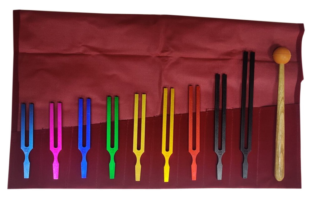 🌟 Solfeggio Tuning Forks – 9 Fork Colored Premium Starter Healing Kit
