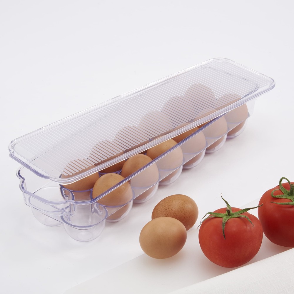 Clear Plastic Egg Holder Refrigerator Holds 14 Eggs Made Refrigerator Egg
