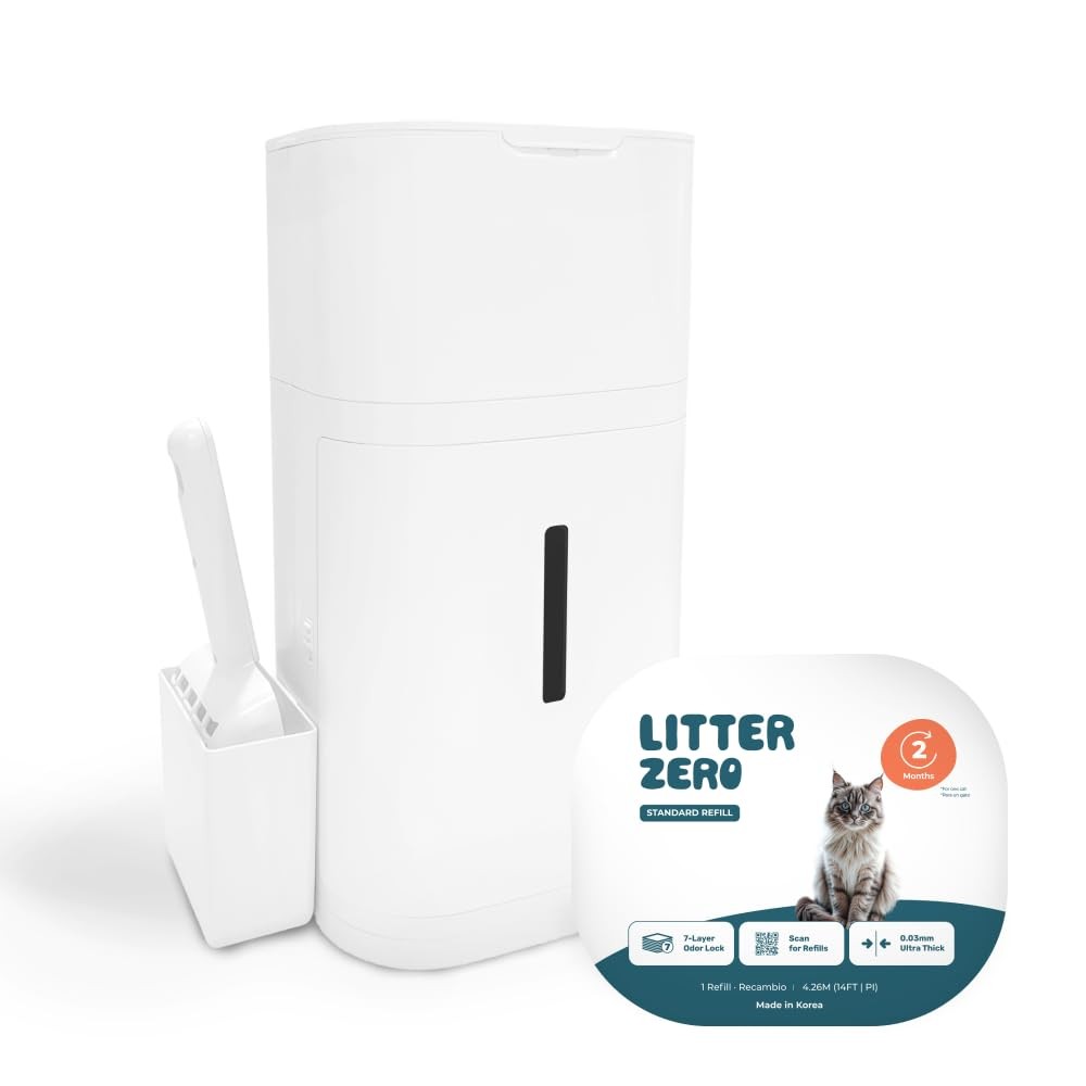 Litter Zero Premium Cat Litter Disposal System, White, Smart Waste Management...