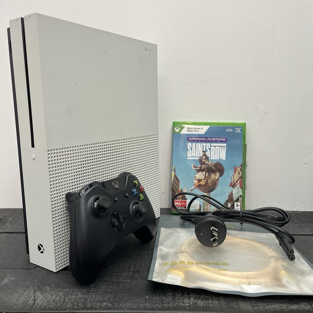 Microsoft Xbox One S Console 1681 W.Game Controller & Leads TESTED FREE POSTAGE