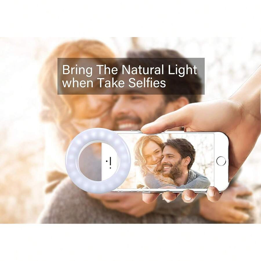 3 Modes Selfie LED Ring Fill Light Camera Rechargeable for iPhone Android Phone