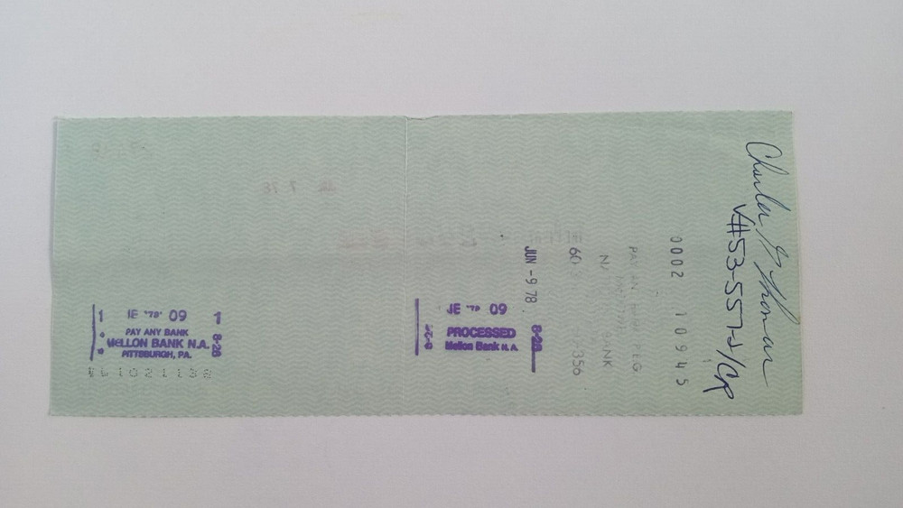 Charles G. Thomas, Inc.: 1978 Pittsburgh Pirates Expense Check