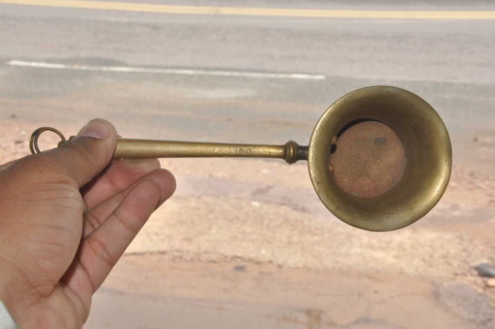 2 Pc Vintage Brass Handcrafted Fine Quality Tea Strainers, Nice Patina
