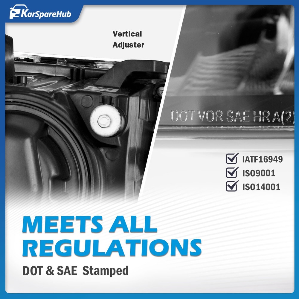 Pair Headlights For 2014-2015 Chevy Silverado 1500 Clear Reflector with Bulbs