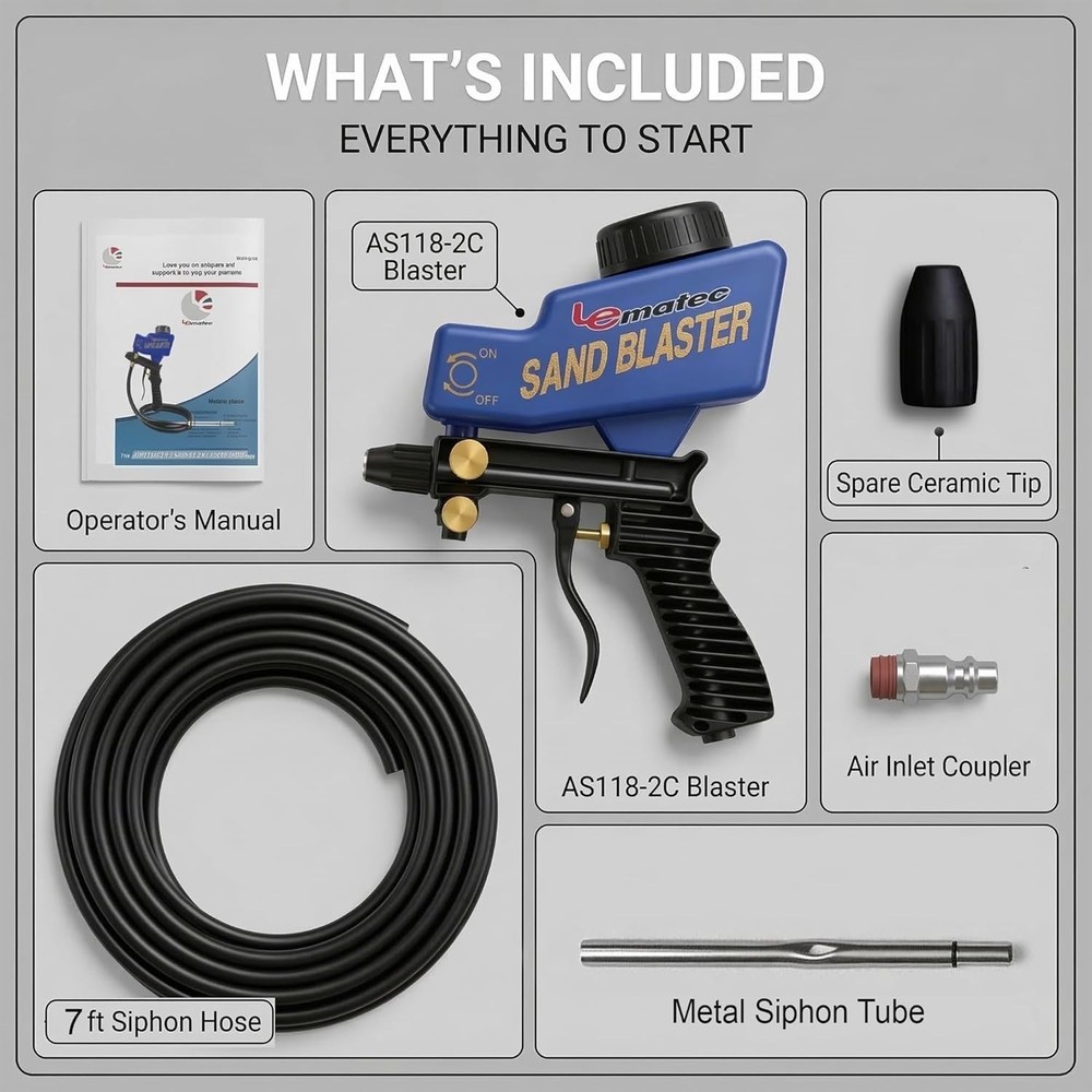 Portable Sand Blaster Gun Kit - Rust Removal & Glass Etching