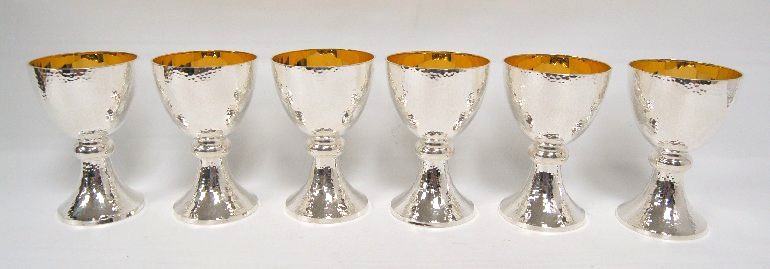 Hand Hammered Silver Plated Communion Cup, Chalice, Silver & Gold, #203
