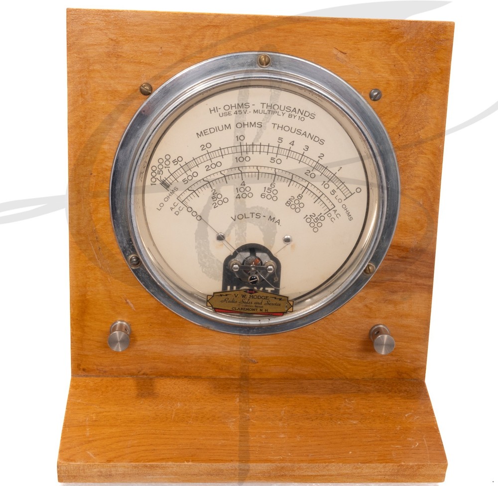 Vintage Wooden Desktop Hoyt Electrical Testing Voltmeter