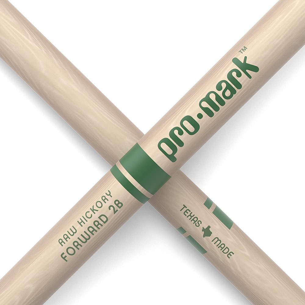 ProMark Classic Forward 2B Raw Hickory Drumsticks, Oval Nylon Tip, One Pair