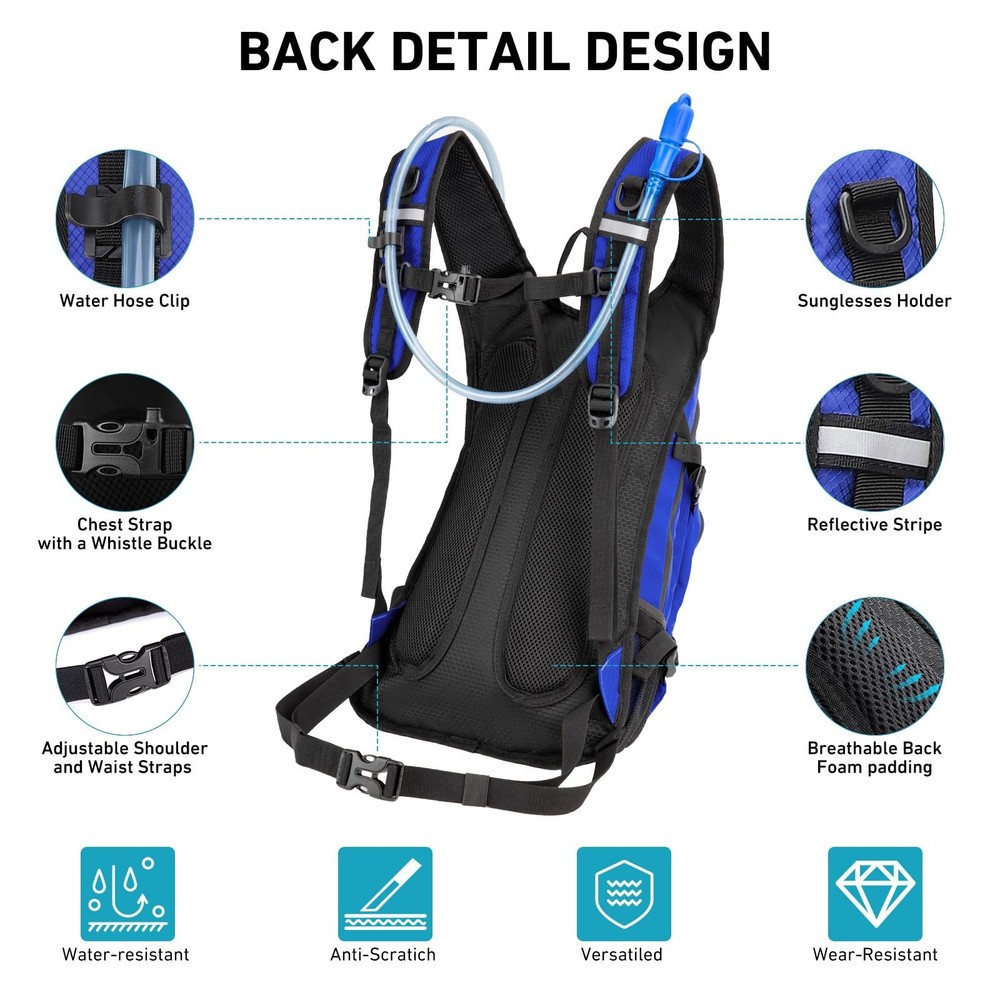 Hydration Backpack 20L with Water Bladder 2L, Large Storage Hiking Daypack fo...