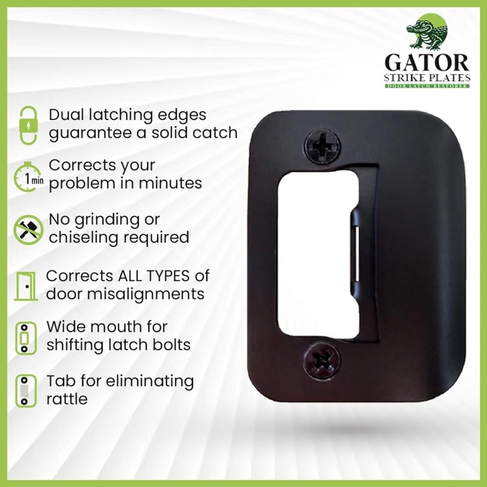 Gator Door Strike Plate | Universal Latch Restorer 4-Pack